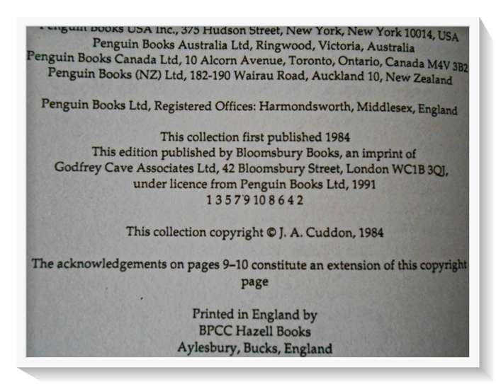 The Penguin Book of Ghost Stories - Ed. J.A. CUDDON - First Edition Hardcover 1991 - Condition: A