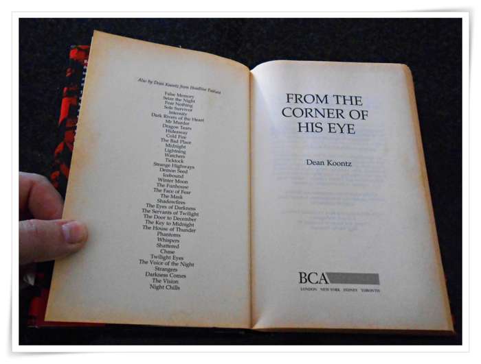 DEAN KOONTZ: From the Corner of His Eye - Hardcover - BCA - Condition: B+