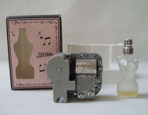 JEAN PAUL GAULTIER "CLASSIQUE" EMPTY 3.5ml EAU DE TOILETTE BOTTLE & MUSIC BOX