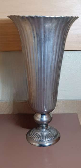 Classy vintage Circa 1920 Cartier Style Metallic tall bud vase in excellent condition.