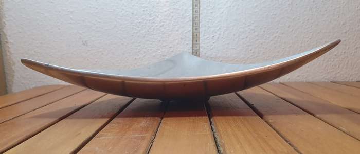 Unused triangle shaped metallic Fruit / Candy display footed Tray / Dish.