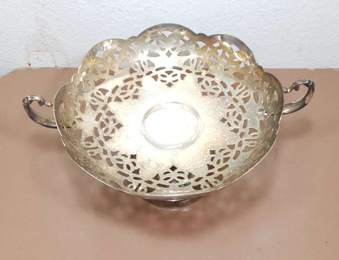 Set of 3 pieces filigree type silver plated footed Fruit / Snack display and serving Dish / Tray.