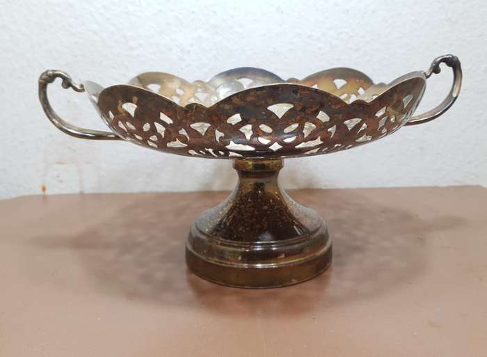Set of 3 pieces filigree type silver plated footed Fruit / Snack display and serving Dish / Tray.