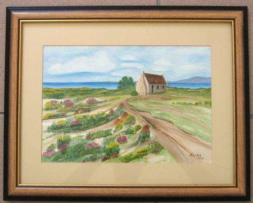 Cottage overlooking the Ocean Framed 43cm x 34cm by Eliza