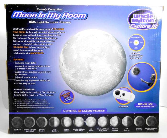 MOON IN MY ROOM / UNCLE MILTON / REMOTE CONTROLLED / With Light-Up Lunar Phases