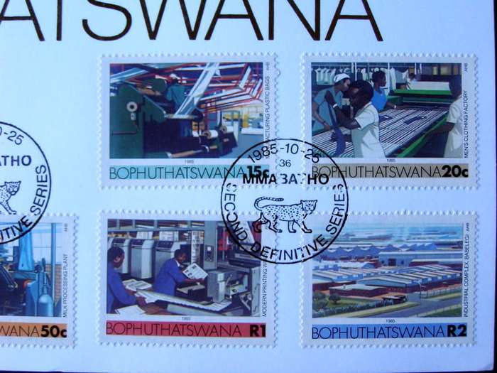 BOPHUTHATSWANA First Day Folder - Local Industries Definitive 1985
