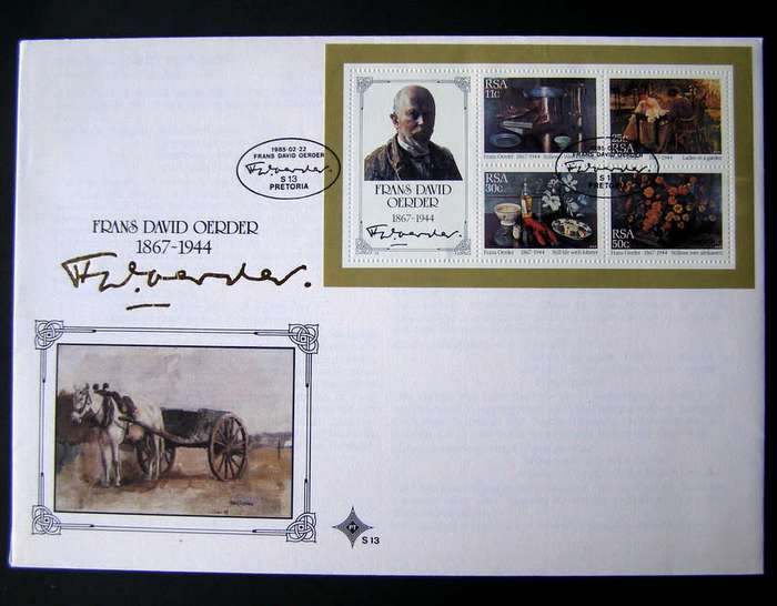 SOUTH AFRICA Cover - Frans Oerder Paintings Miniature Sheet 1985