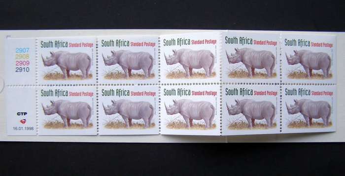 SOUTH AFRICA Mint Booklet - 6th Definitive Redrawn Rhino 1998