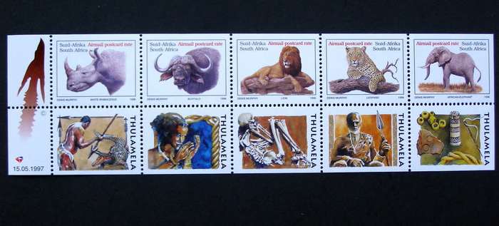 SOUTH AFRICA Mint Booklet Pane - Big Five with Thulamela Adverts 1997