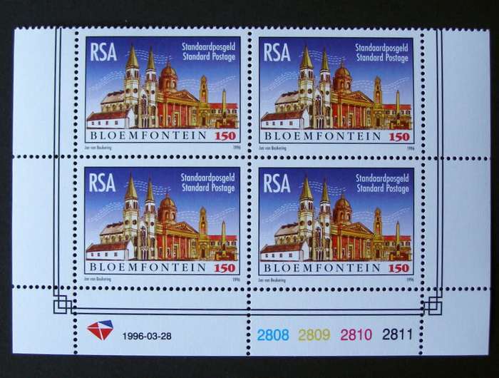 SOUTH AFRICA Mint Control Block - 150th Anniv. of Bloemfontein 1996
