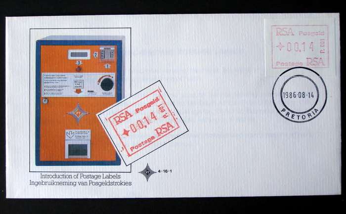 SOUTH AFRICA Cover - Frama Label 1986