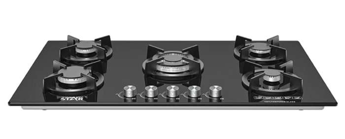 WINNING STAR- Black Tempered Glass 5 Burner Gas Cook Tops Kitchen Stove