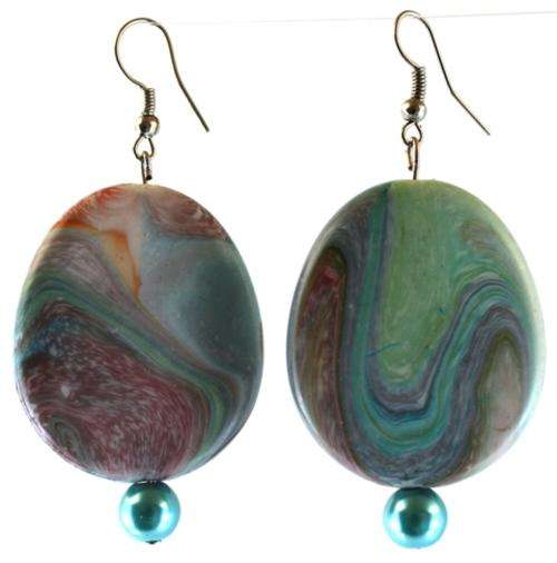 GREEN MARBLED EARRINGS