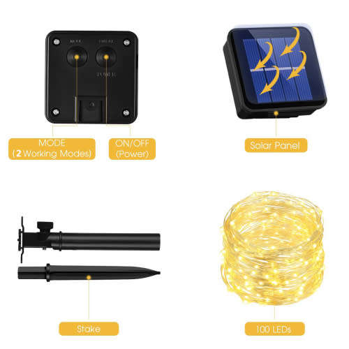 Solar String Lights, 33ft 100LED Outdoor String Lights, Waterproof Decorative String Lights