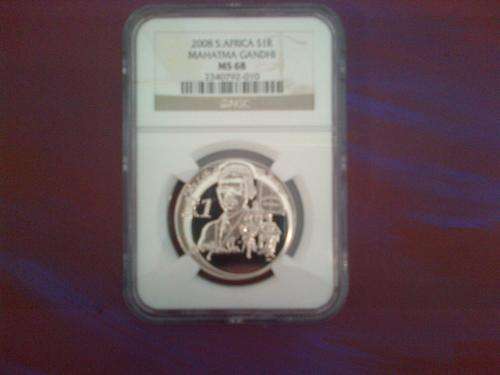 ### CRAZY LOW START: HIGH GRADE MS68 GANDHI 2008 R1 Silver - graded by NGC ###