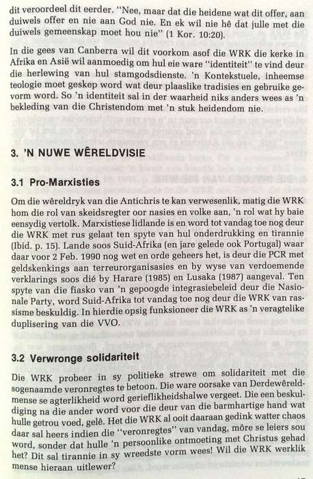 Die wereldraad van Kerke - `n anti-Christelike wegbereider - DS Andre Van Den Berg