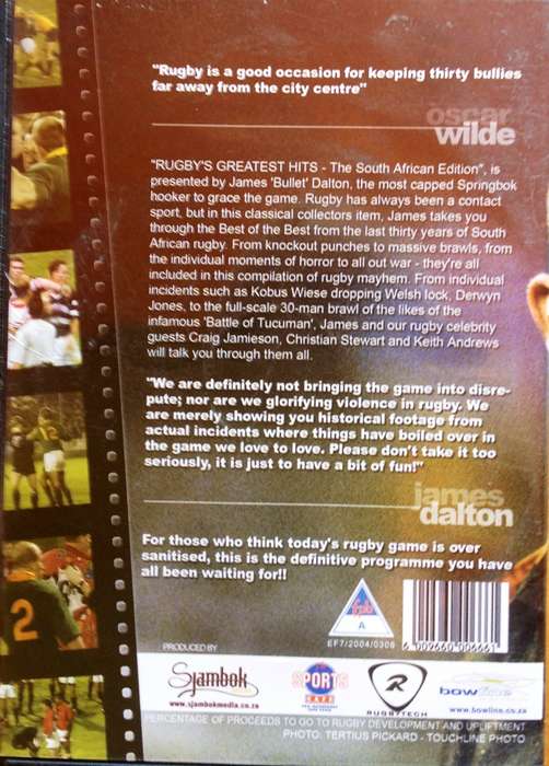 DVD - Rugby`s Greatest Hits - South African Edition - presented by James `Bullet` Dalton