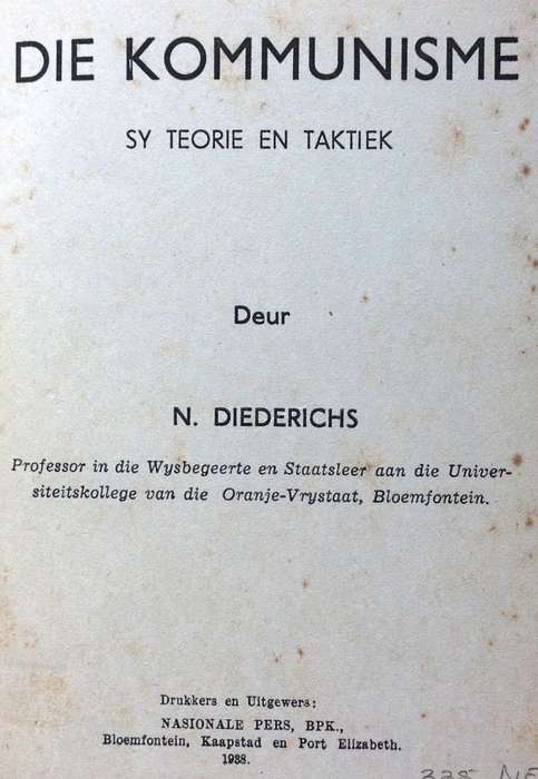 Die Kommunisme - Dr N Diederichs - Hardeband