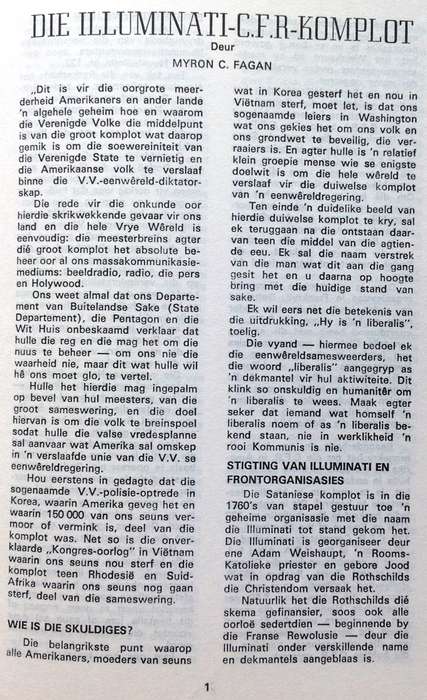 Die illoemunatie - Council on Foreign Relations (CFR) - Komplot - Myron C Fagan