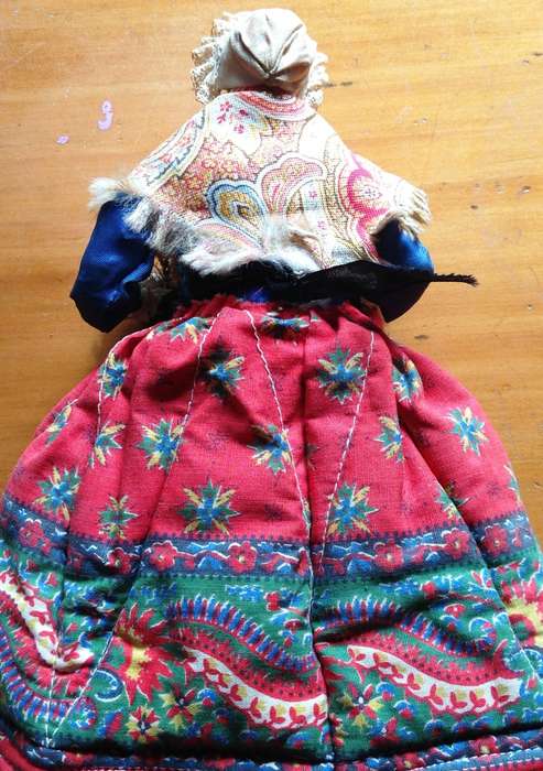 Original vintage terracotta doll made in France by Huguette Devillaine, Santonnier - signed