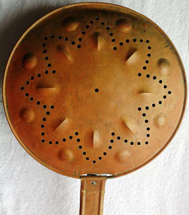 Vintage copper and brass bed warming pan