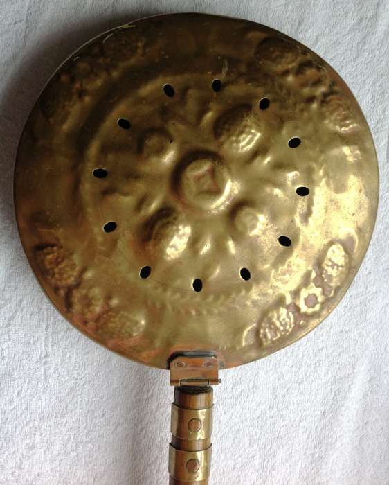 Vintage brass and copper bed warming pan