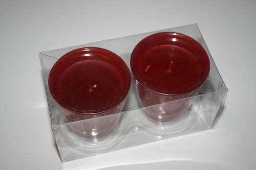 2 x Ruby Red Glass Votive Candles