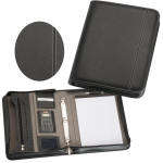 Writing Case Zipped with Pad and Calculator and handles  A4 Leather-look Black
