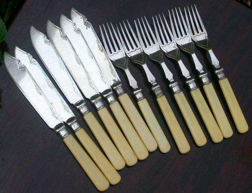 SOUGHT AFTER BONE HANDLED EPNS FISH SET