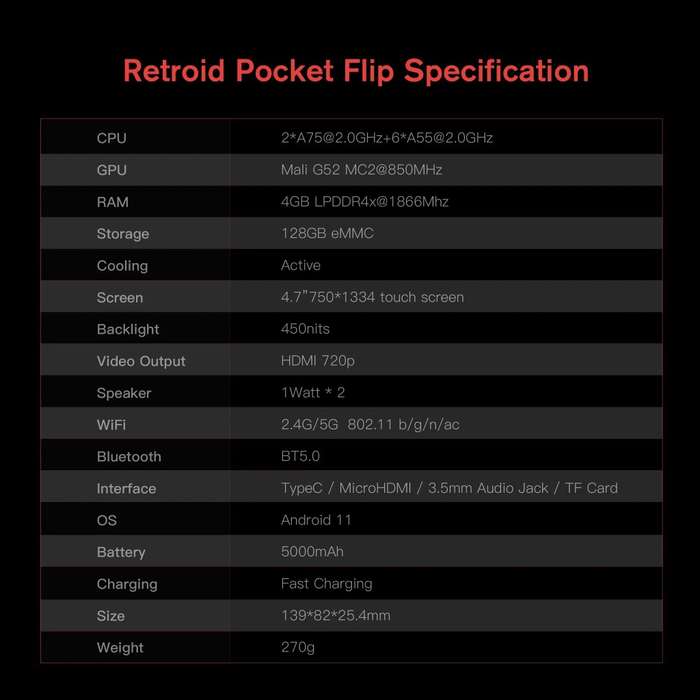 Retroid Pocket Flip 4.7" Handheld Console with Android 11 - 4 Colours