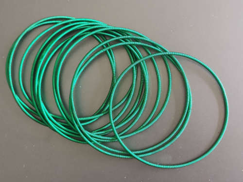 Green Stretchies - Guitar String Coil Bracelets - Set of 10