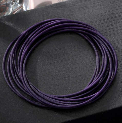 Plum Stretchies - Guitar String Coil Bracelets - Set of 10