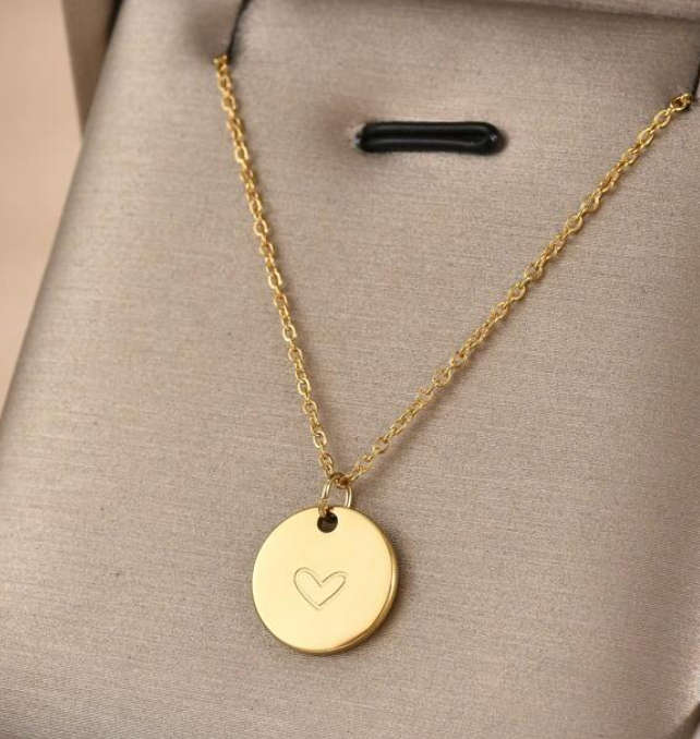 Gold Colour Stainless Steel 18k Plated Heart Pendant Necklace in High Quality Velvet Jewellery Box