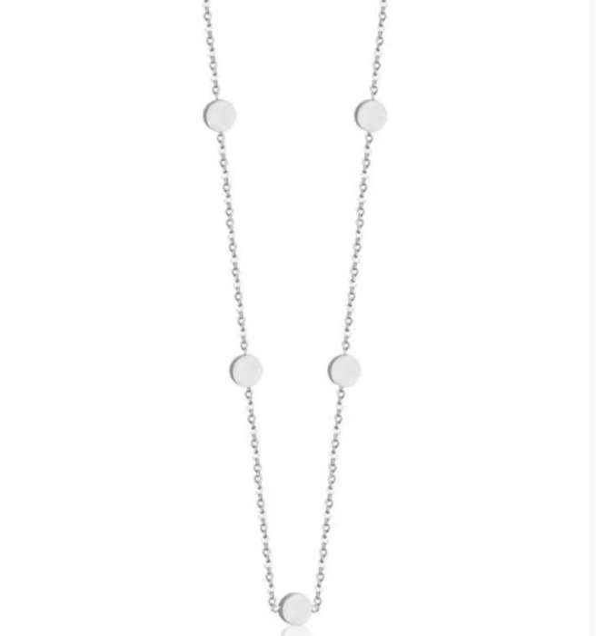 Silver Colour Stainless Steel Geometric Circle Choker or Longer Necklace