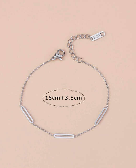 Elegant Silver Colour Geometric Stainless Steel Bracelet in Jewellery Gift Box