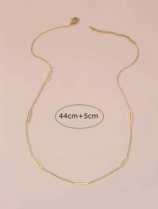Elegant Gold Colour Geometric Stainless Steel Necklace in Jewellery Gift Box