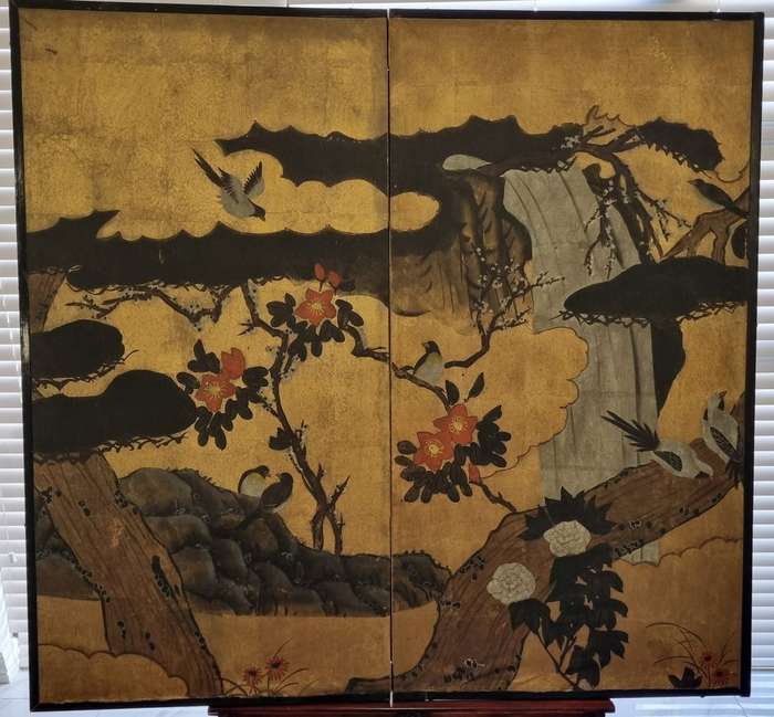 Late 18th/early 19th century, Edo period, two panel, Japanese screen.