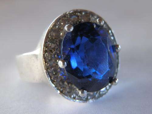 LATE ENTRY: Heavy (10.2 gram) old vintage sterling silver cashmere blue sapphire ring