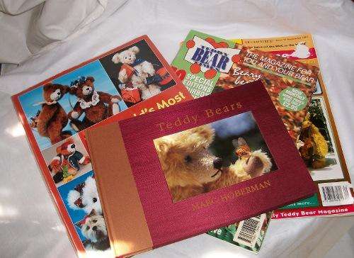 Collection of bear books and magazines.