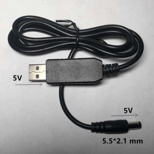 USB-DC Power Supply Cable or Charger Cable (5V to 5V, DC5.5*2.1mm, Straight Head)