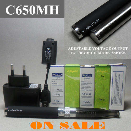 E-cigarettes A650MH Output Voltage Adjustable Batteries and 5x10ml E-liquid ON SALE!