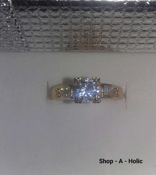 *** CLASSICAL ~ 18K GOLD PLATED ~ SIM DIAMOND ENG RING * Size  6 (L) AVAILABLE  ***