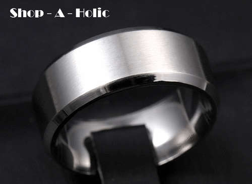 *** 8MM BEVELED EDGE WEDDING BAND - * Size : 7 (N)  ***