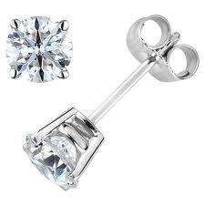 CERTIFIED 1/2 CT DIAMOND STUD EARRINGS 14KT WHITE GOLD