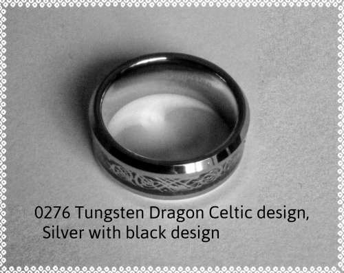 Tungsten Dragon Celtic Ring, Silver, 8MM ,SIZE 8 to 12
