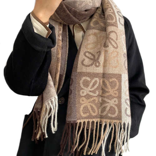 Luxury Presbyopia Lowe Cashmere Earthy Tones Fringed Scarf
