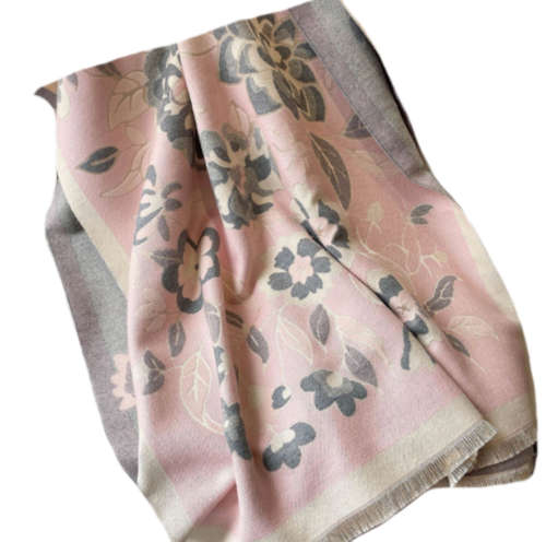 Ladies Elegant Warm Floral Jacquard Cashmere Scarf or Shawl