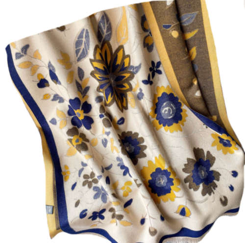 Ladies Elegant Warm Floral Jacquard Cashmere Scarf or Shawl