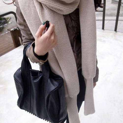 Winter Knit Scarf Wrap with Sleeves in Amazing Assorted Colours