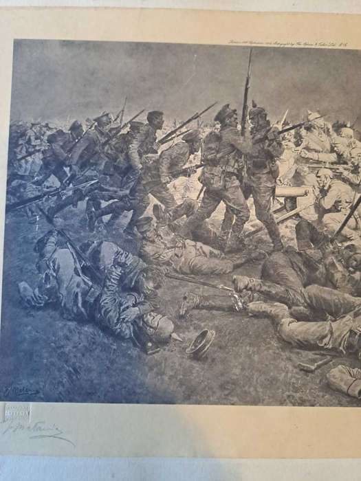 Extremely rare and Expensive, Italian artist Fortunino Matania Original Print and personally signed